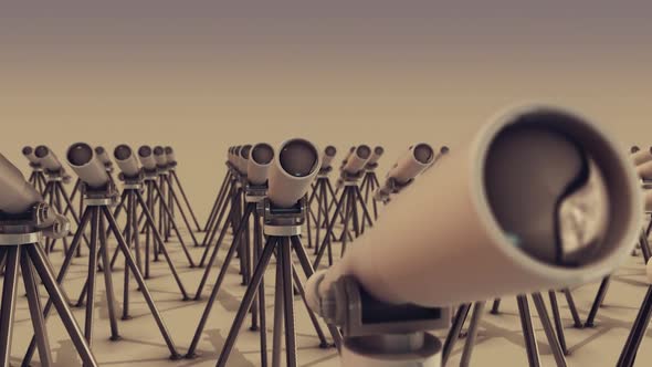 A Lot Of Telescopes In A Row Hd