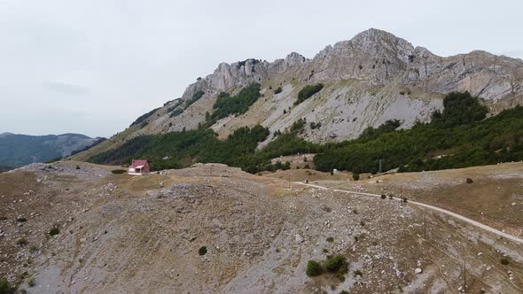 Bird's Eye View of Small Mountain Village on Valley