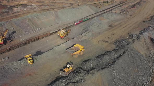 Heavy Mining Machinery in a Quarry for the Extraction of Limestone