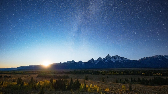 Cinematic Star Lapse of Grand Tetons and Milky Way