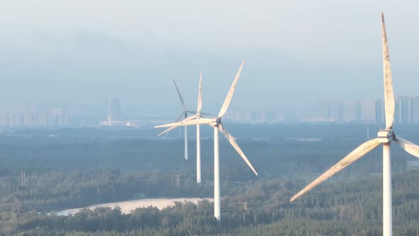 Wind Turbines in mountain during sunset