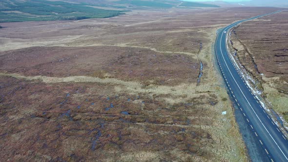 Flying Next To the R251 Highway Close To Mount Errigal, the Highest Mountain in Donegal - Ireland