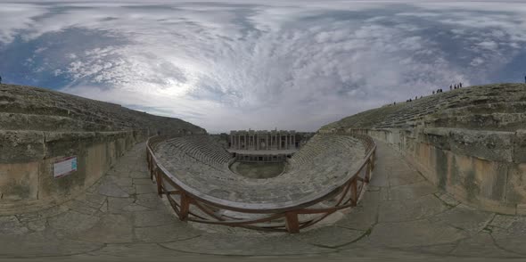360 VR Roman Amphitheatre in Hierapolis, Turkey. Inside View