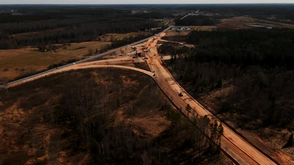 Construction of New Highway Road in Europe Aerial