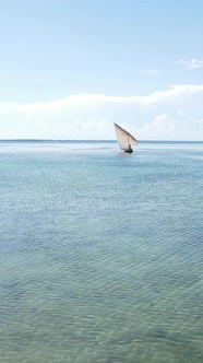 Vertical Video Boats in the Ocean Near the Coast of Zanzibar Tanzania