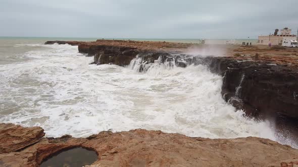 Extreme Wave Crashing Coast - Slow Motion, Big Wave.