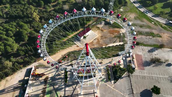 Ferris Wheel in Antalya Turkey Aerial View 4 K