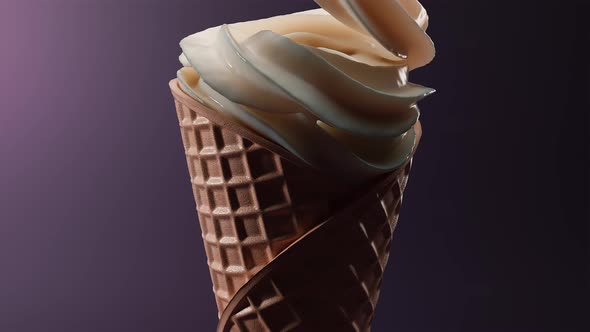 Animation of Putting Ice Cream in a Waffle Cone