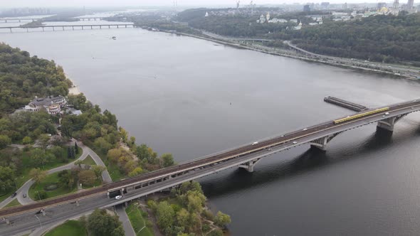 The Main River of Ukraine - Dnipro Near Kyiv. Slow Motion