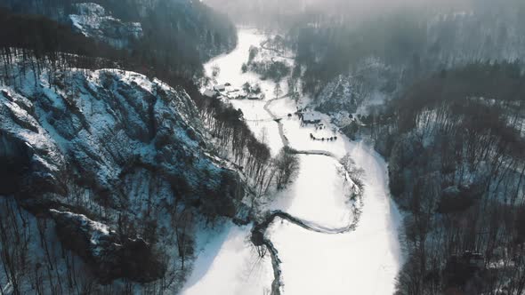 Aerial View of Ojcowski Park Narodowy  A National Park in Krakow Poland