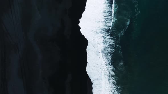 Iceland Black Sand Beach with Huge Waves at Reynisfjara Vik