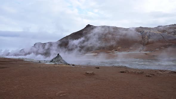 Steam Emitting From Fumarole in Geothermal Area of Hverir