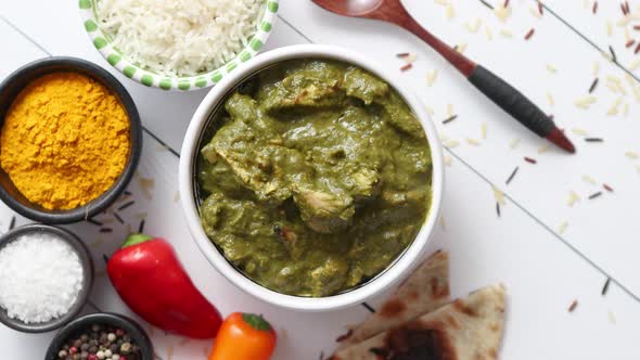 Traditional South Indian Korai Chicken Curry with Mint and Coriander