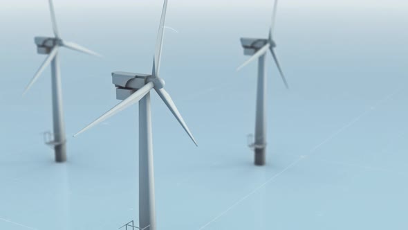 Multiple Windmills are Shown. New Electricity Era. Protecting the Environment.