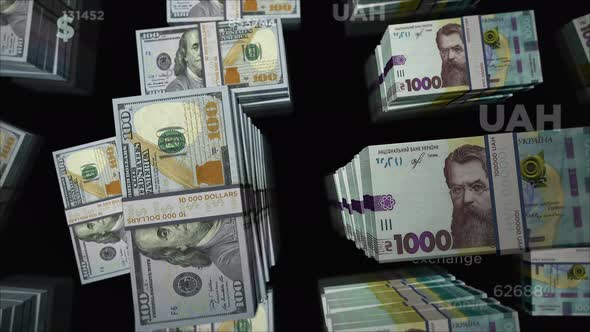 US Dollar and Ukraine Hryvnia money exchange loop
