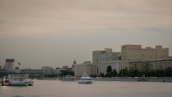 Traffic of Pleasure Boats on the Moscow River.