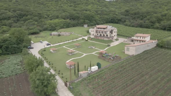 Babaneuli, Georgia - June 15 2021: Aerial view of Babaneulis Marani Hotel