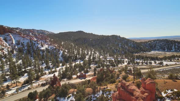 Aerial views of some red rock formations of the Red Canyon and the Dixie National Forest near Bryce