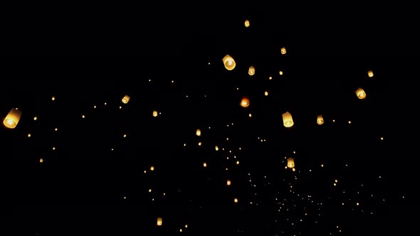 Chiang Mai Thailand White Lantern in the Sky for the Loi Krathong or Yee Peng Festival