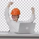 Female chief engineer celebrate a successful, Alpha Channel - VideoHive Item for Sale