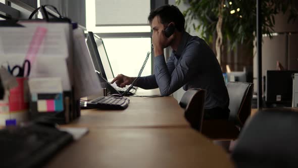 Businessman Working In Office.Man Talking In Modern Office.Lawyer Businessman Working In Office