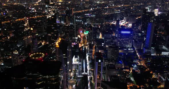 Bangkok City Center Hyperlapse Timelapse Aerial View