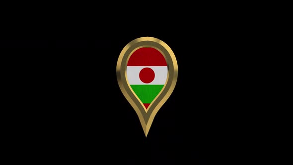 Niger 3D Rotating Location Gold Pin Icon