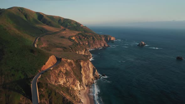 Sun Is Going Down and the Last Sun Light Is Shining Over Beautiful Rocky Coast