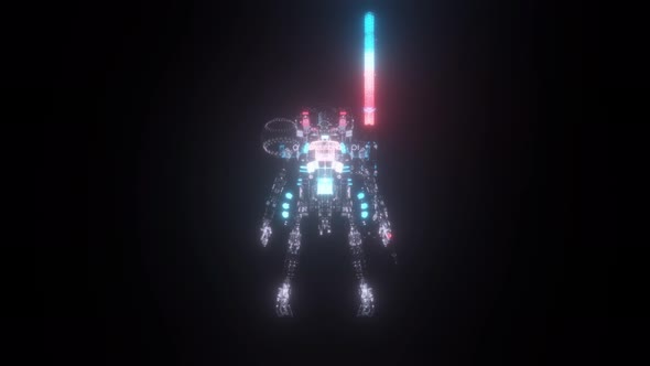 Warrior Robot Mecha Hud Hologram V2 4k