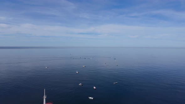 Freighter And Fishing Boats