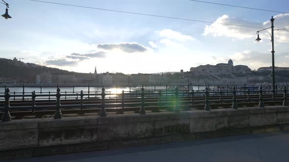 The Danube River and Budapest city at sunset