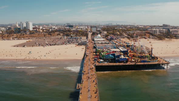 Aerial View of the Santa Monica Pier in Santa Monica LA California