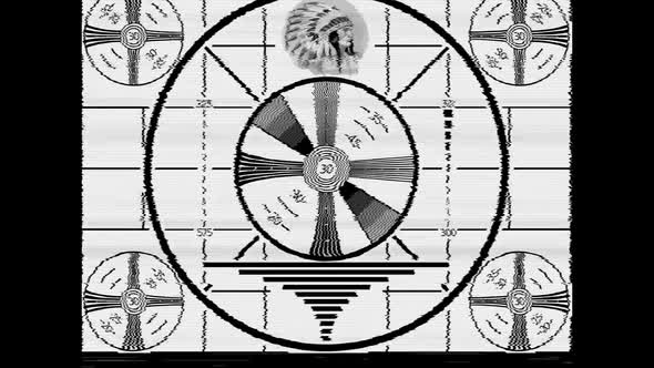 Indian Head Test Pattern TV Broadcast Signal with Sine Wave Test Signal Tone