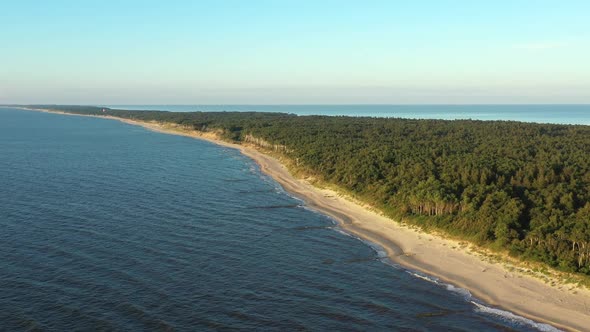 Curonian Spit Wth Baltic Sea Coastline on Sunset