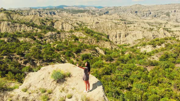 Beautiful Woman Pose For Social Media In Scenic Location