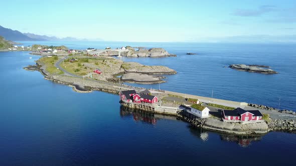 Lofoten Islands and Beach Aerial View in Norway