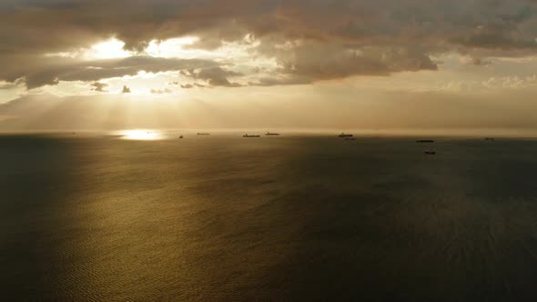 Sunset Over the Sea in Manila Bay