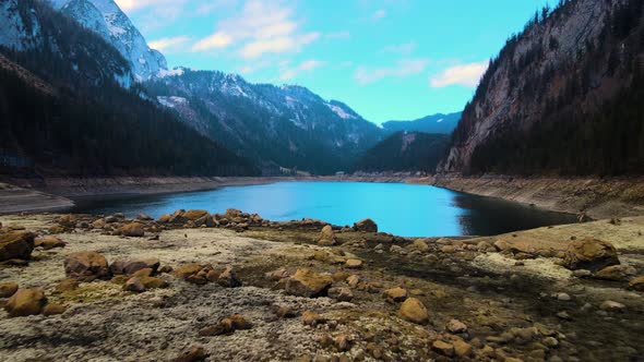 Beautiful Drone View on the Lake Gosausee with Mountains in Austria