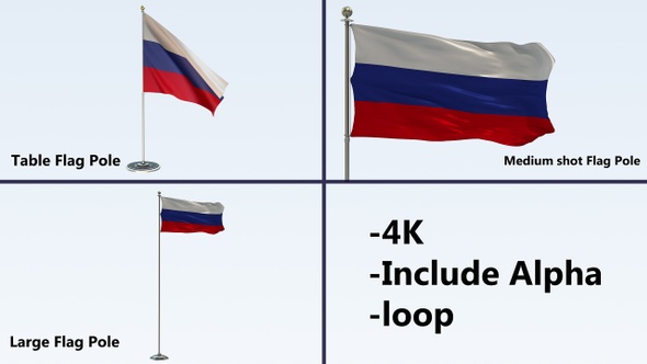 Russia Flag Pole Pack 4k-Loop
