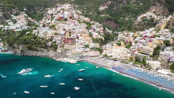 Amazing Beach Along Amalfi Coast View From Drone