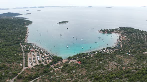 Aerial Drone Shot of Marina Bay in Adriatic Sea, Croatia