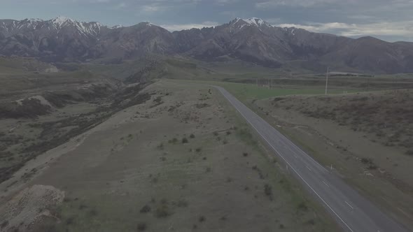 Aerial view of road in New Zealand