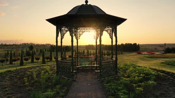 Scenic Landscape of Beautiful Summer Park Dobropark at Sunrise Motyzhyn Ukraine