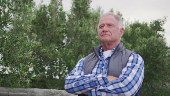 Mature man working on farm