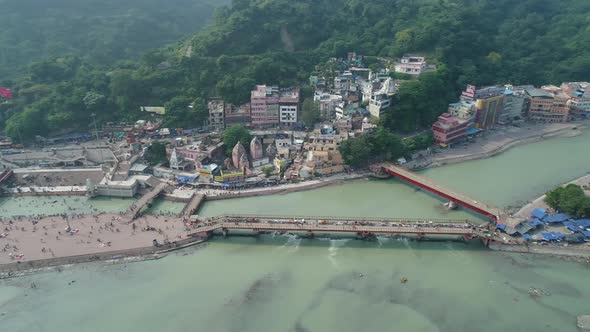 City of Haridwar state of Uttarakhand in India seen from the sky