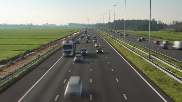 Motorway 4K time lapse, traffic motion alt