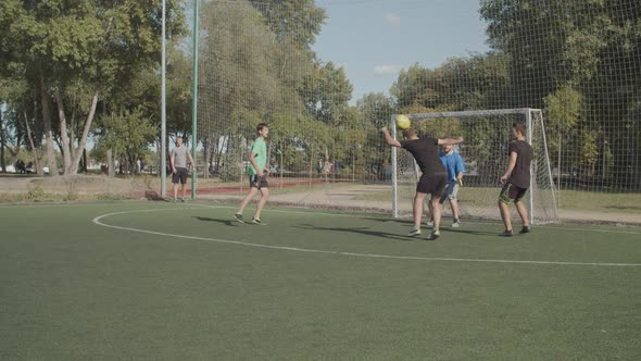 Soccer Player Heading Ball After Corner Kick