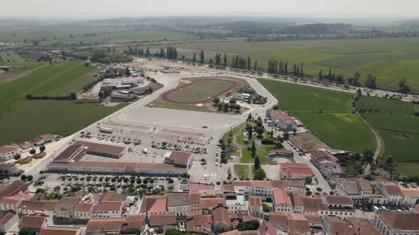 Parque Fitness Montemor-o-Velho, Coimbra, Portugal. Aerial forward scenic view