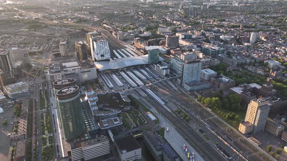 Utrecht Urban City Skyline and Central Station Business District Architecture Real Estate Project in