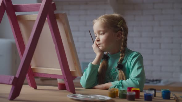 Dreamy Little Girl Pondering Over Future Painting